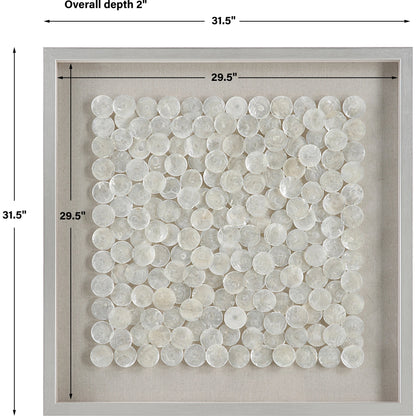 Roxas Shadow Box by Uttermost in brushed silver. Made from pine, shell, glass, linen, velvet in a unique style.
