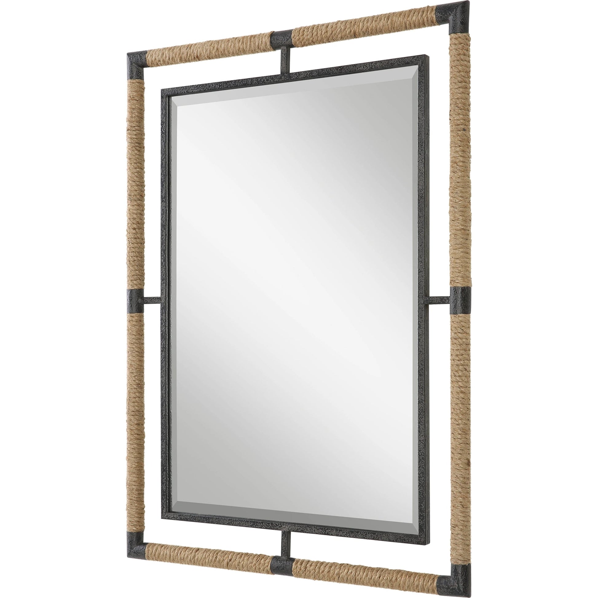 Melville & Rope Mirror by Uttermost in rust black. Made from mirror, iron, jute, mdf in a modern style.
