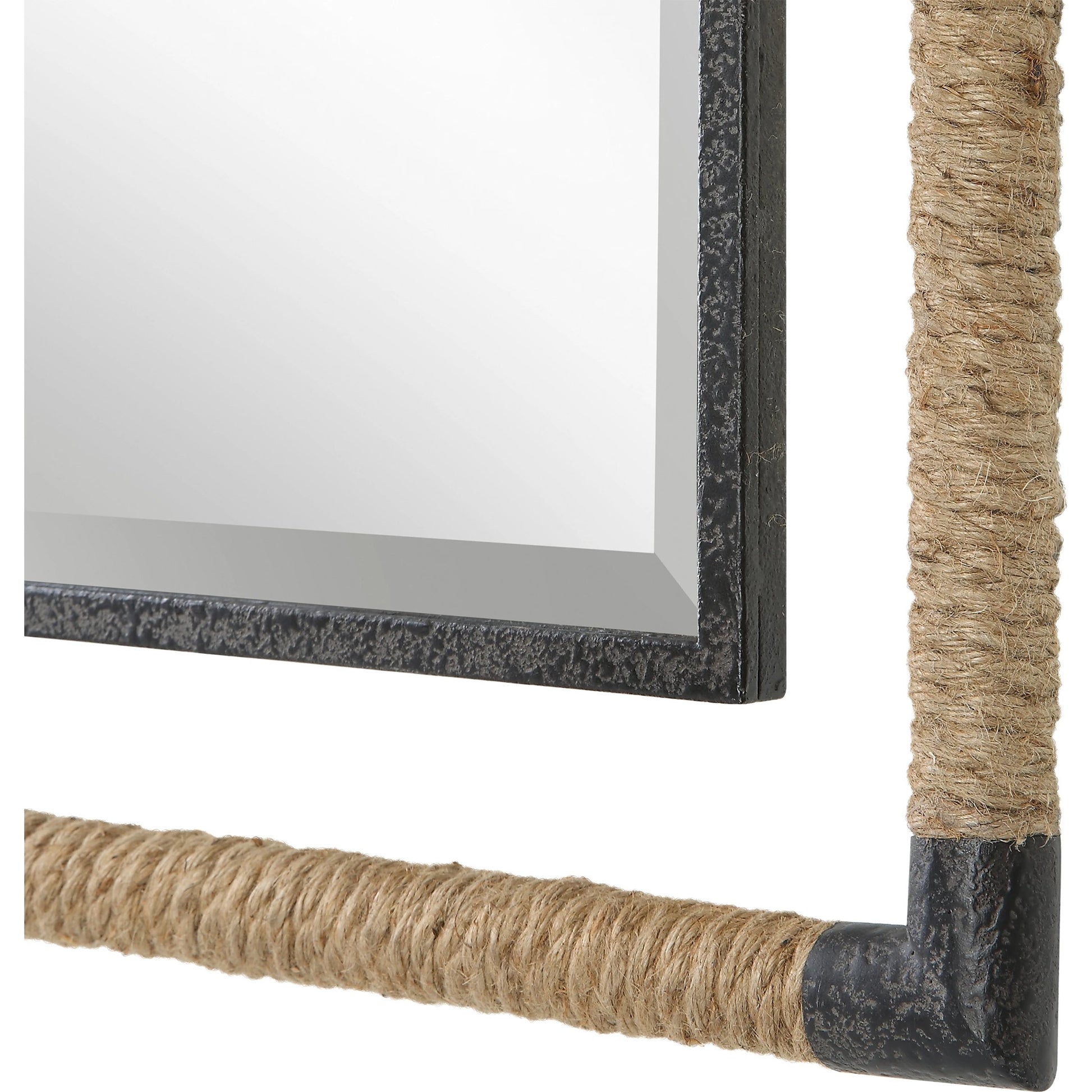 Melville & Rope Mirror by Uttermost in rust black. Made from mirror, iron, jute, mdf in a modern style.