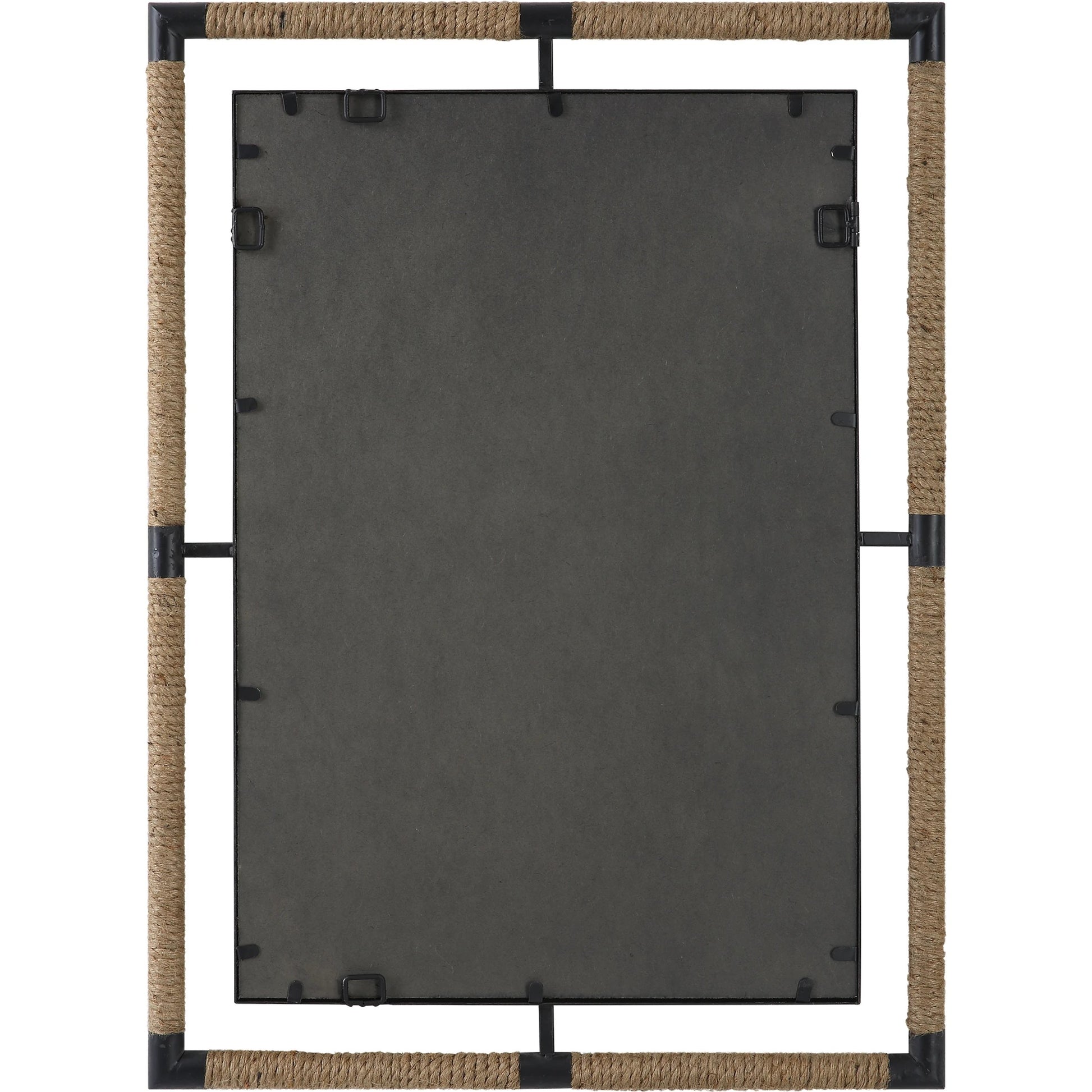 Melville & Rope Mirror by Uttermost in rust black. Made from mirror, iron, jute, mdf in a modern style.