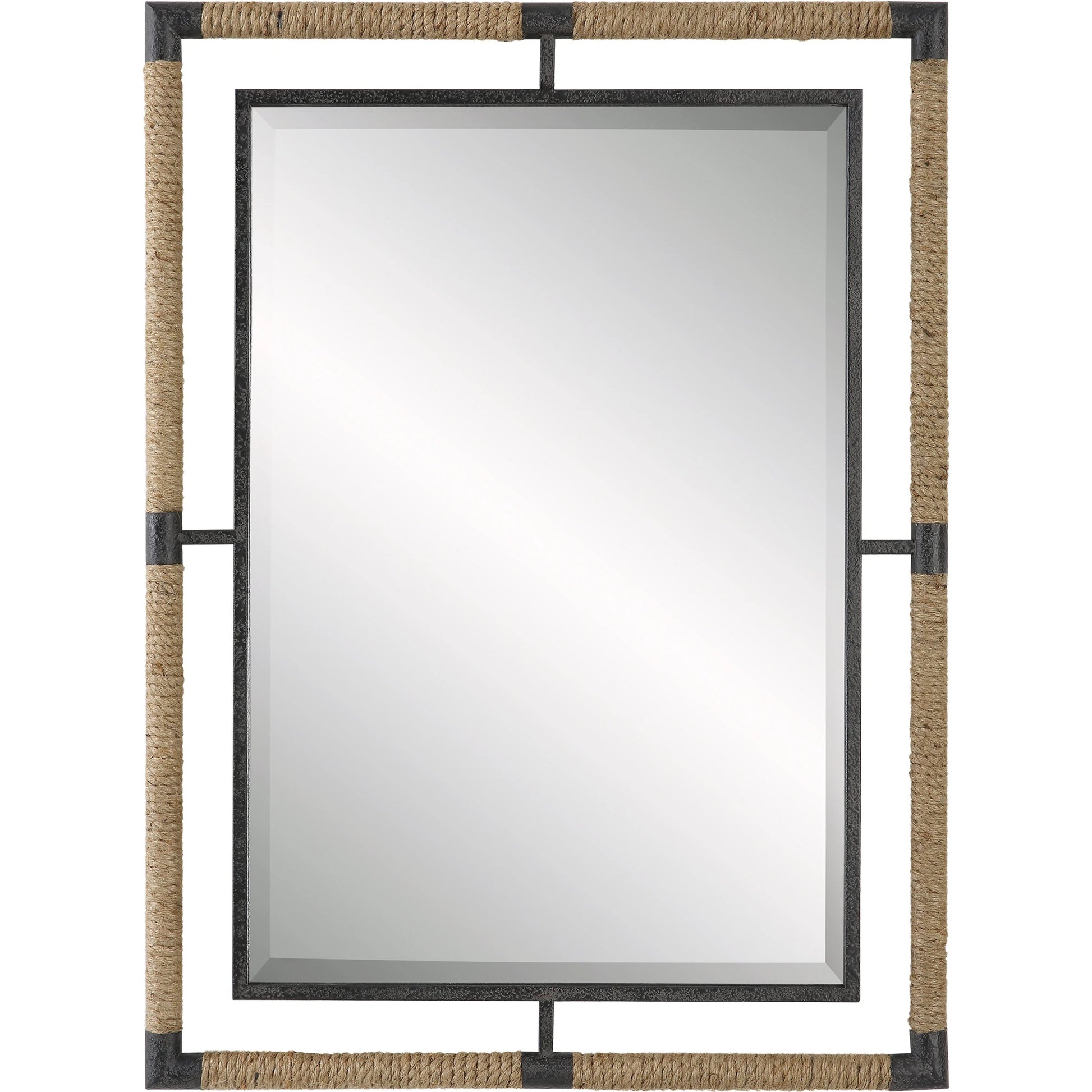 Melville & Rope Mirror by Uttermost in rust black. Made from mirror, iron, jute, mdf in a modern style.
