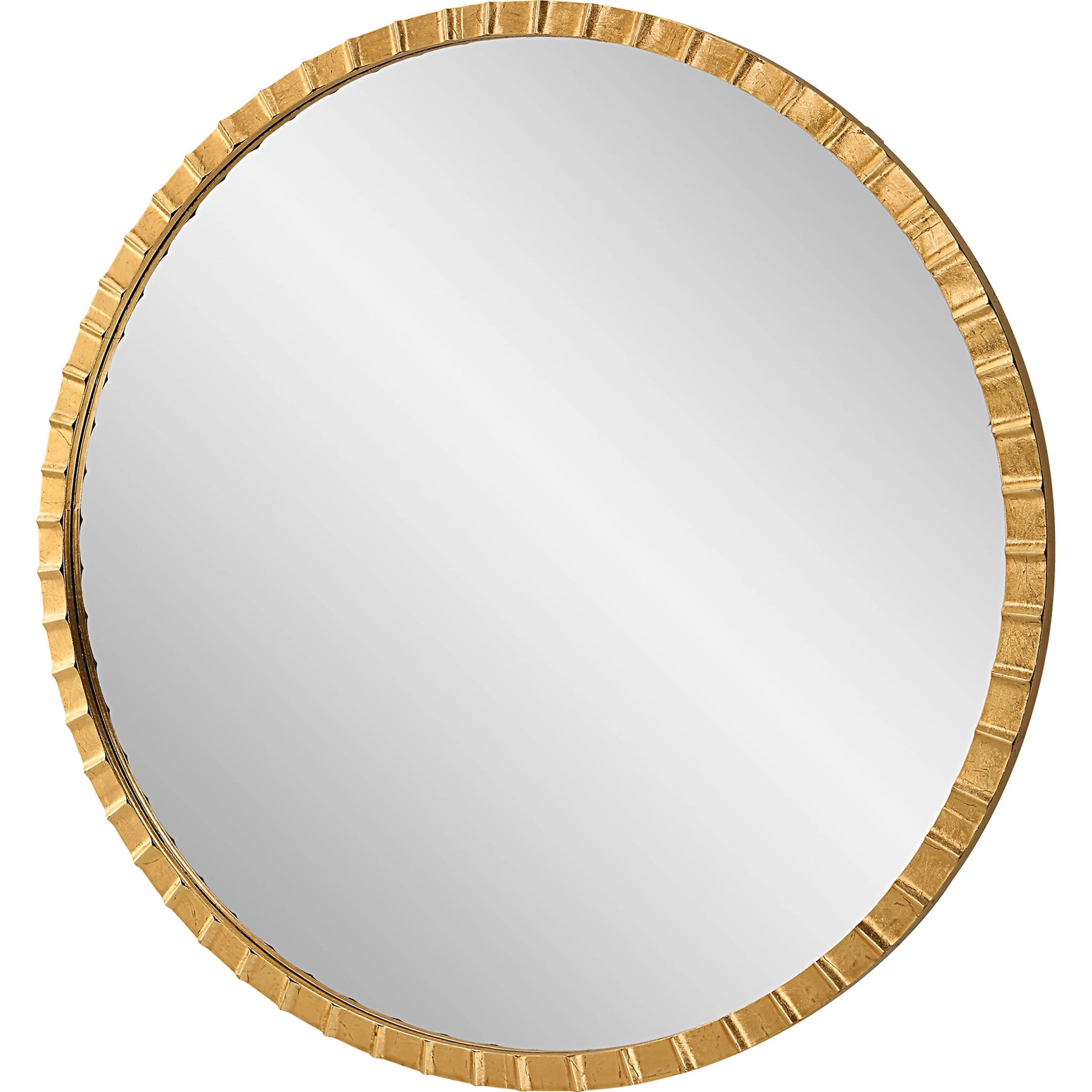 Dandridge Round Mirror by Uttermost in gold. Made from mdf, iron, mirror in a modern style.
