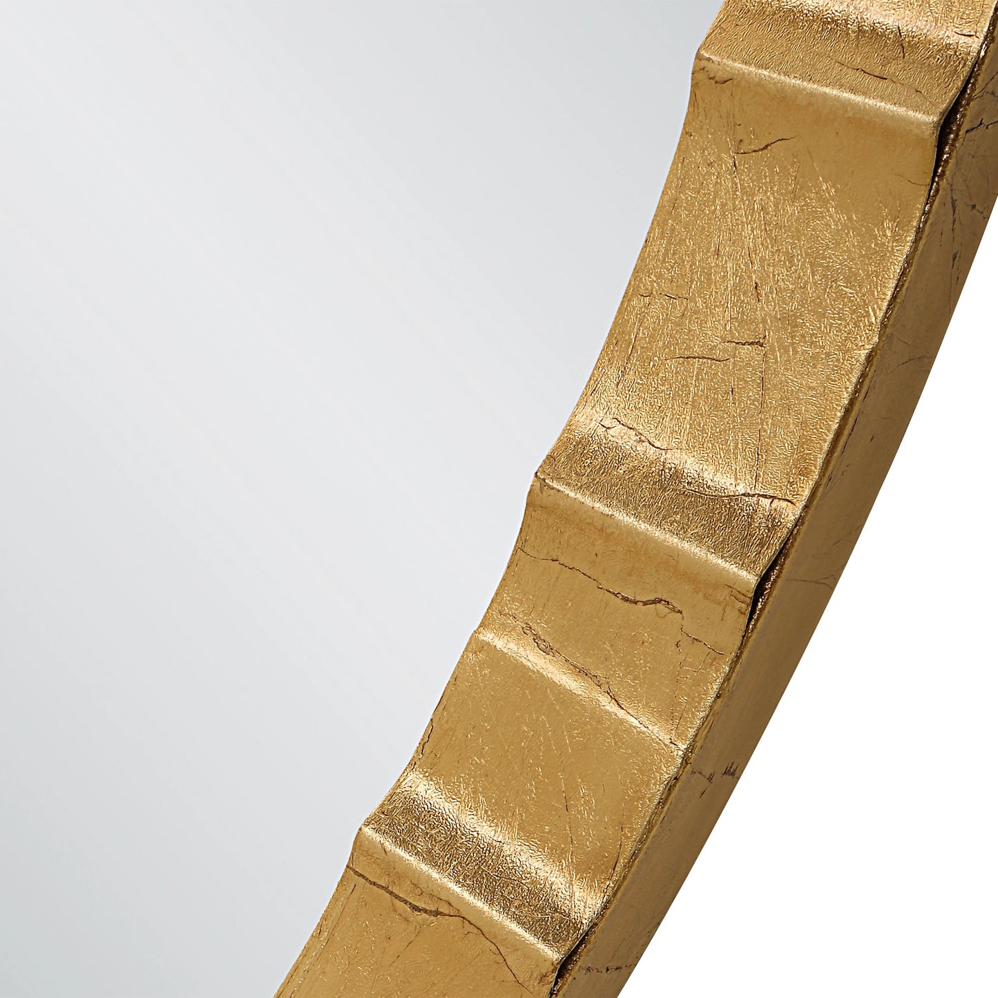 002 SI-1923576 | Closeup | Dandridge Round Mirror by Uttermost in gold. Made from mdf, iron, mirror in a modern style.