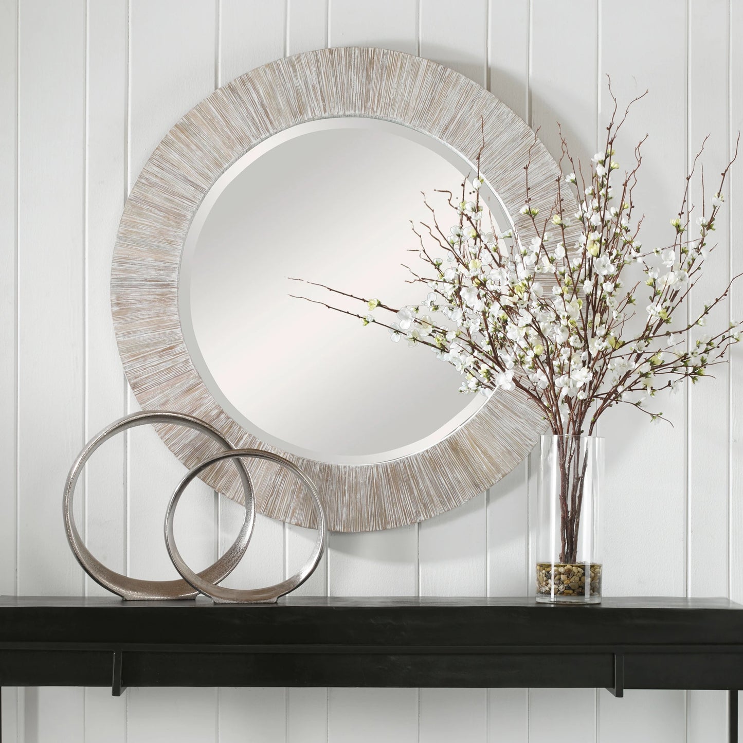 006 SI-1923579 | Lifestyle | Repose Mirror by Uttermost in whitewash. Made from bamboo, plywood in a modern style.