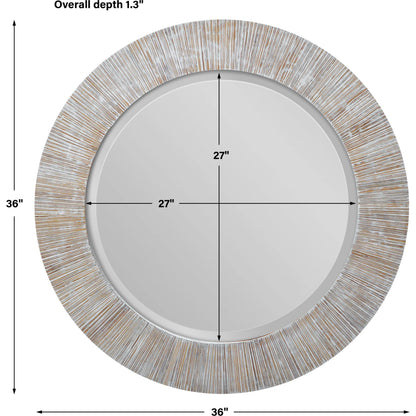 Repose Mirror by Uttermost in whitewash. Made from bamboo, plywood in a modern style.