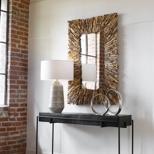 Branch Mirror by Uttermost in teak. Made from teak branch, mahogany, plywood in a modern style.