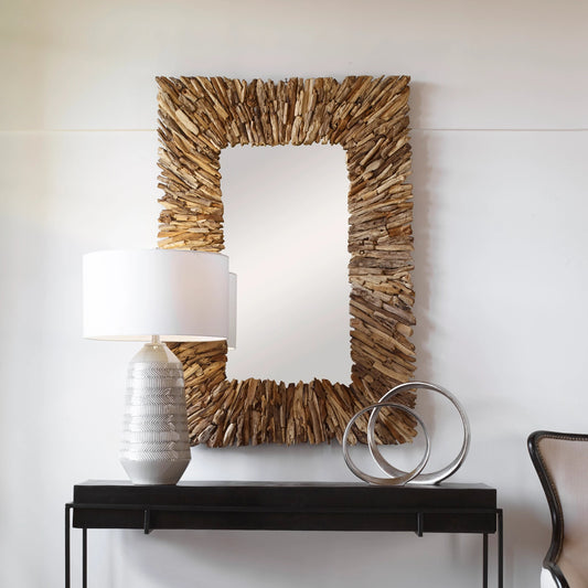 Branch Mirror by Uttermost in teak. Made from teak branch, mahogany, plywood in a modern style.