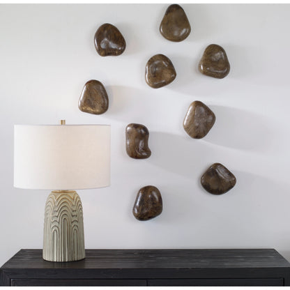 Pebbles Wall Decor by Uttermost. Made from tamarind wood in a modern style.