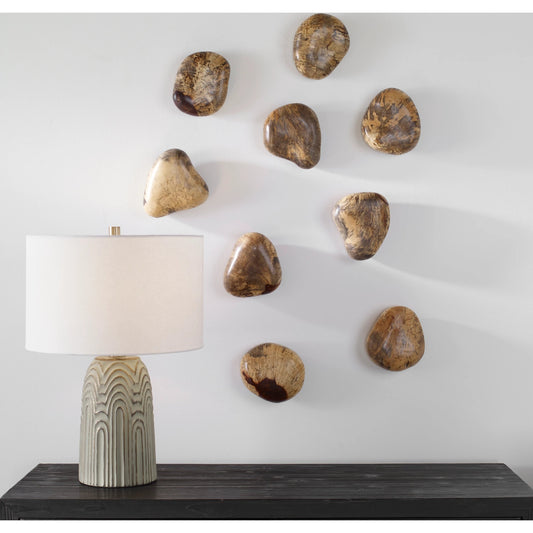 Pebbles Wall Decor by Uttermost. Made from tamarind wood in a modern style.