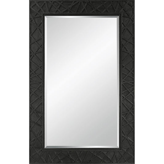 Everest Satin Mirror by Uttermost in black. Made from rubber wood, glass, mdf in a modern style.