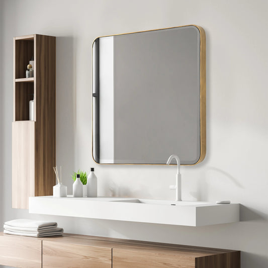 Hampshire Square Mirror by Uttermost in gold. Made from mirror, iron in a modern style.