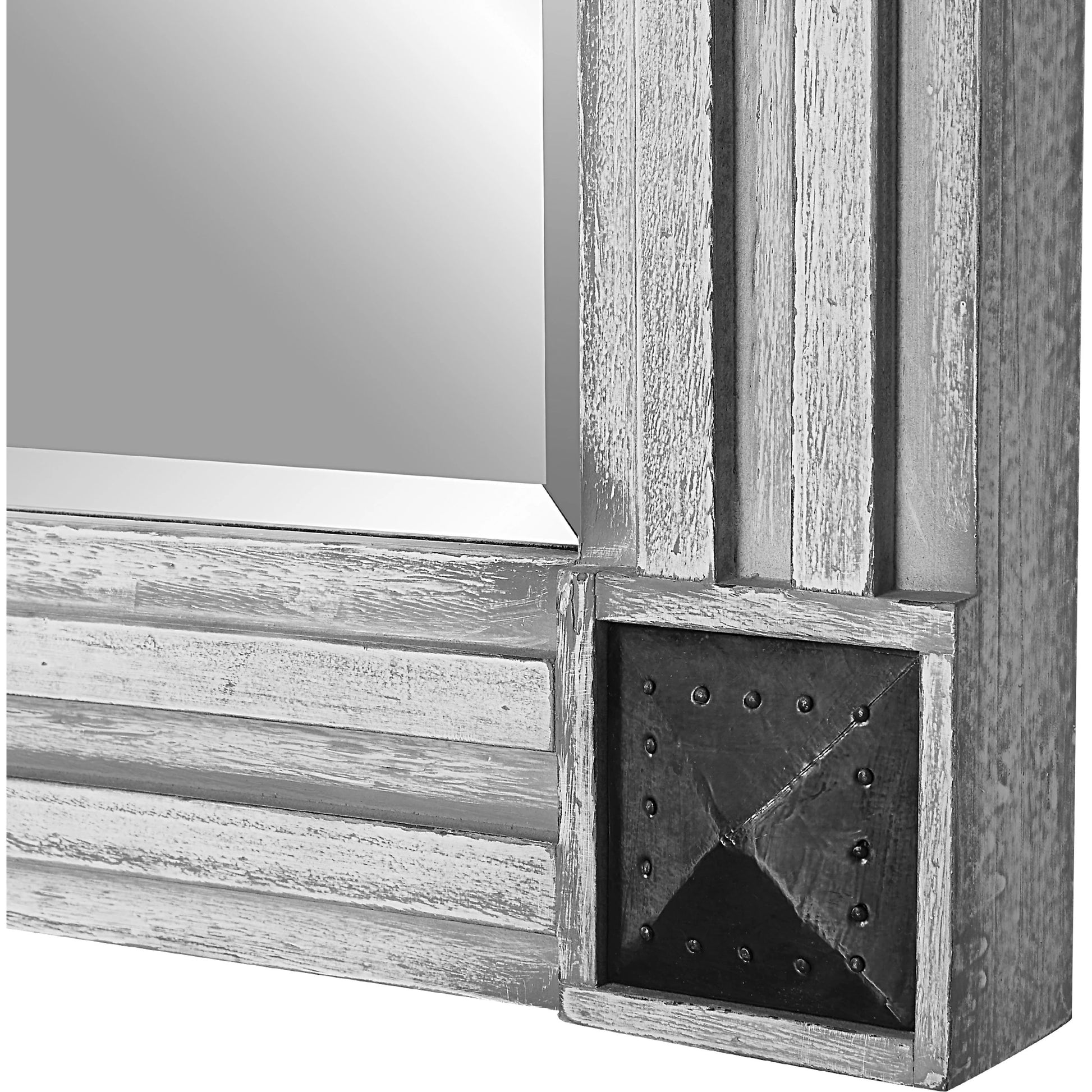 Manor Mirror by Uttermost in white-wash gray. Made from mdf, firwood, mirror, copper in a modern style.