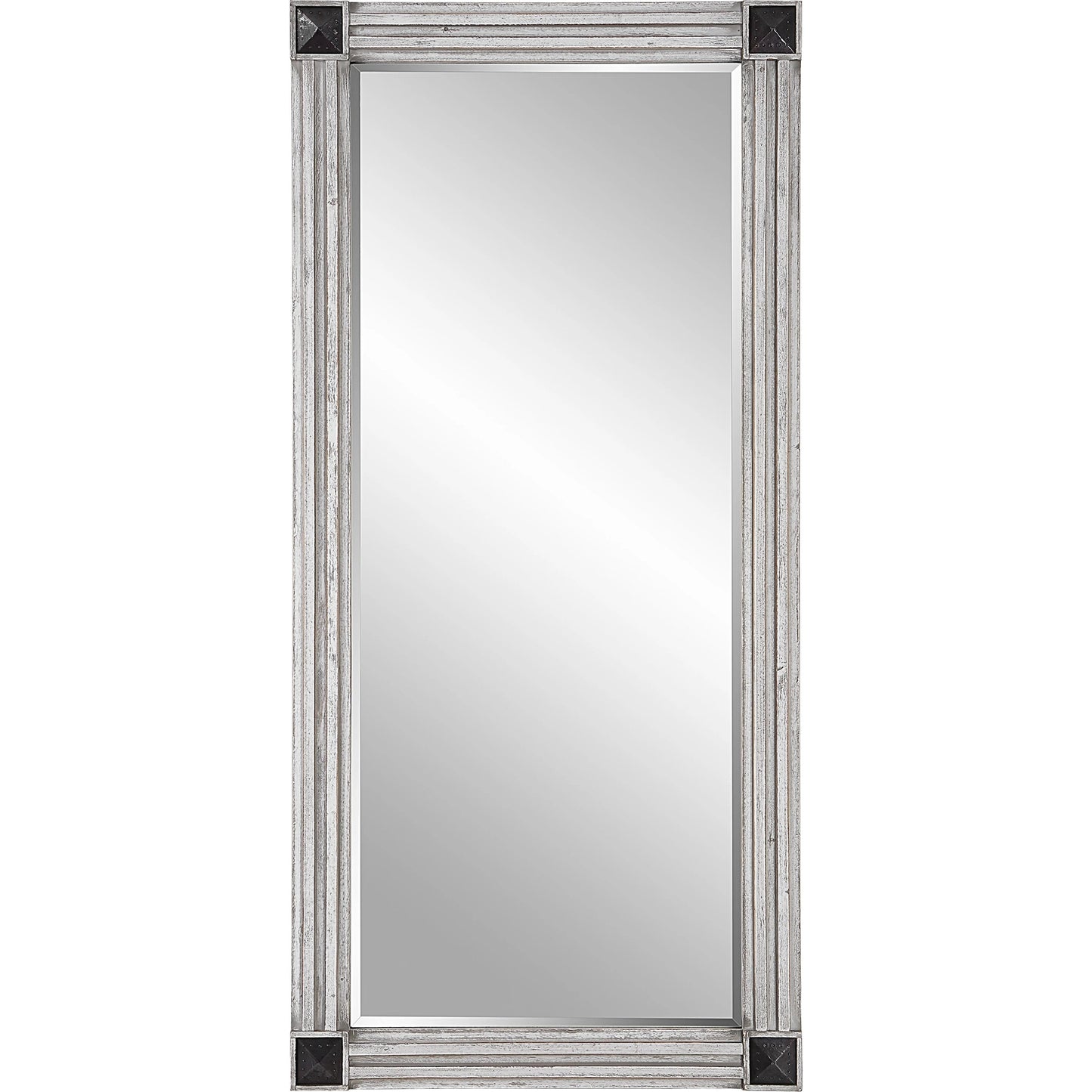 001 SI-1923607 | Primary Silo | Manor Mirror by Uttermost in white-wash gray. Made from mdf, firwood, mirror, copper in a modern style.