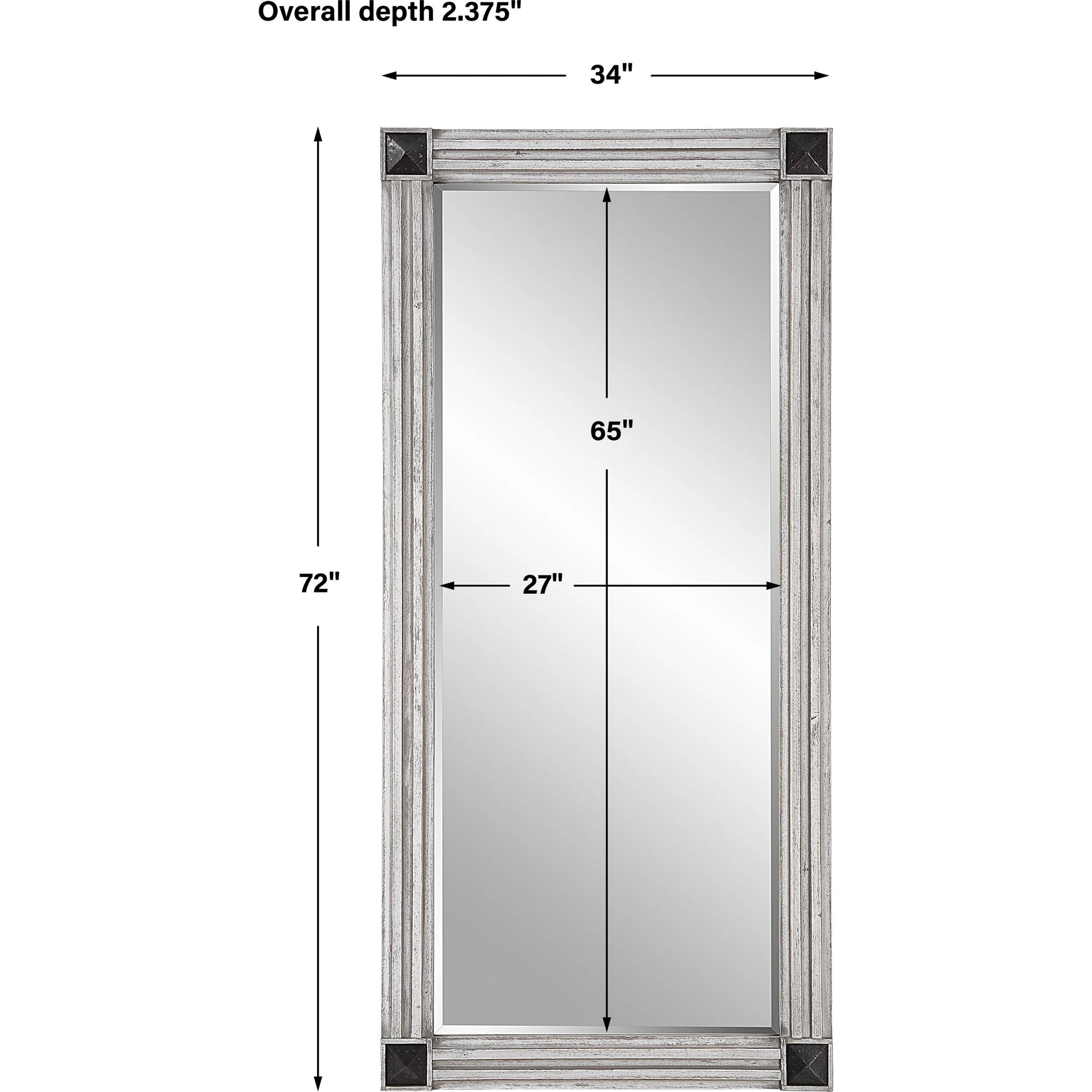 Manor Mirror by Uttermost in white-wash gray. Made from mdf, firwood, mirror, copper in a modern style.