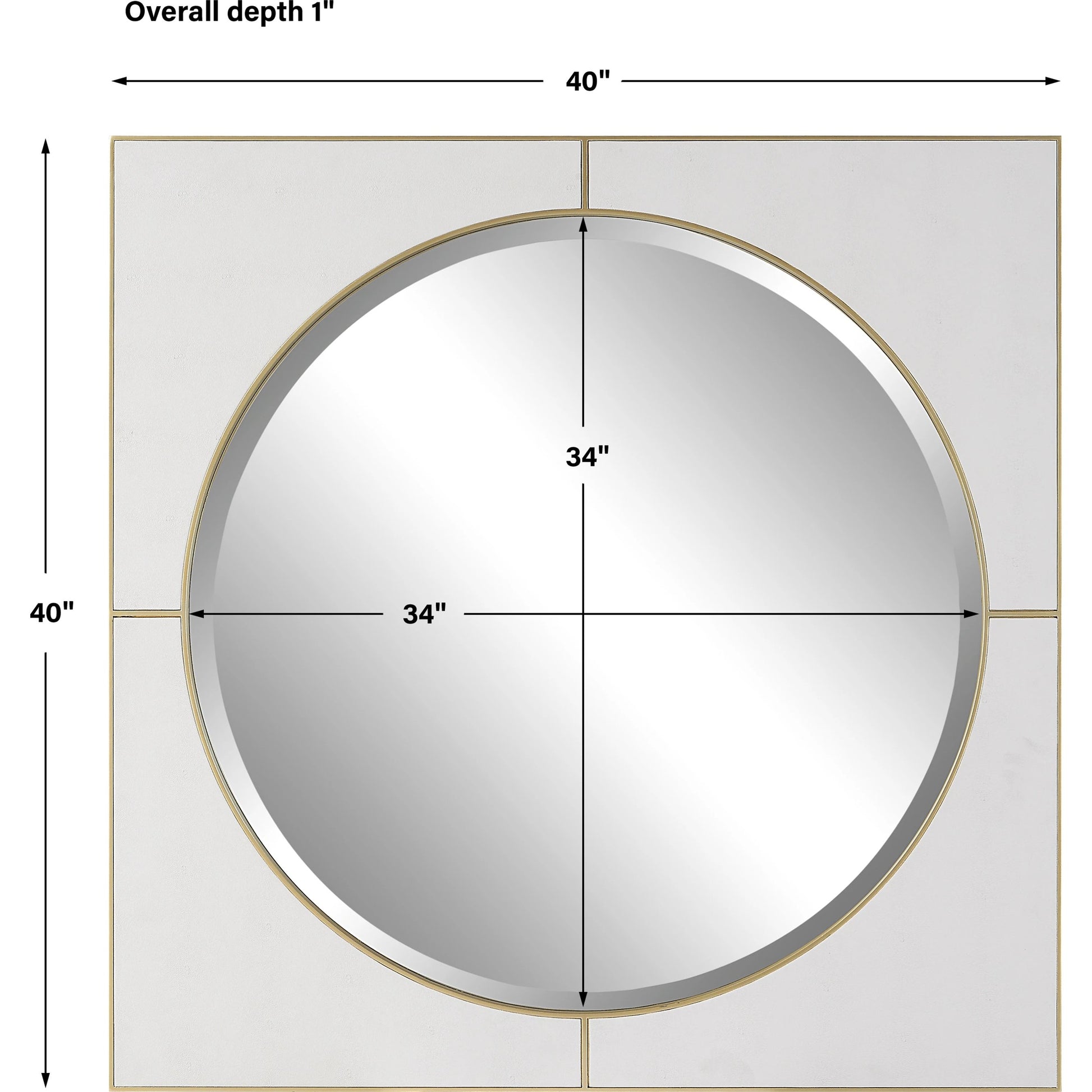 Cyprus Square Mirror by Uttermost in gold. Made from mirror, mdf, pu leather in a modern style.