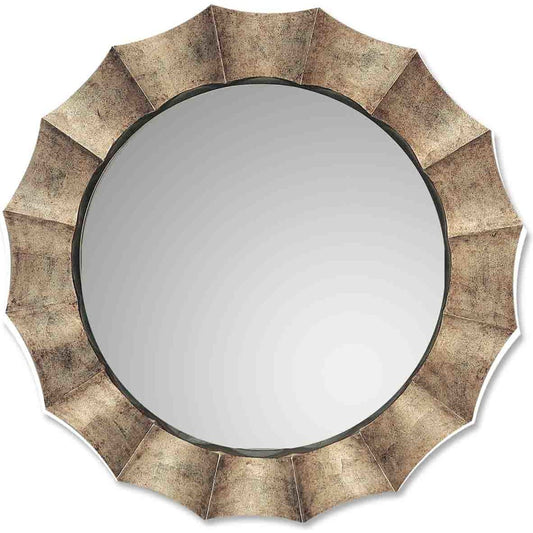 Gotham U Mirror by Uttermost in silver. Made from pu leather in a modern style.