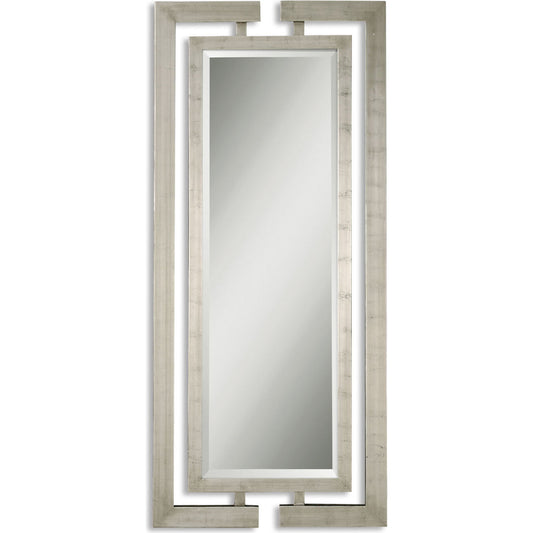 Jamal Mirror by Uttermost in silver. Made from wood in a modern style.