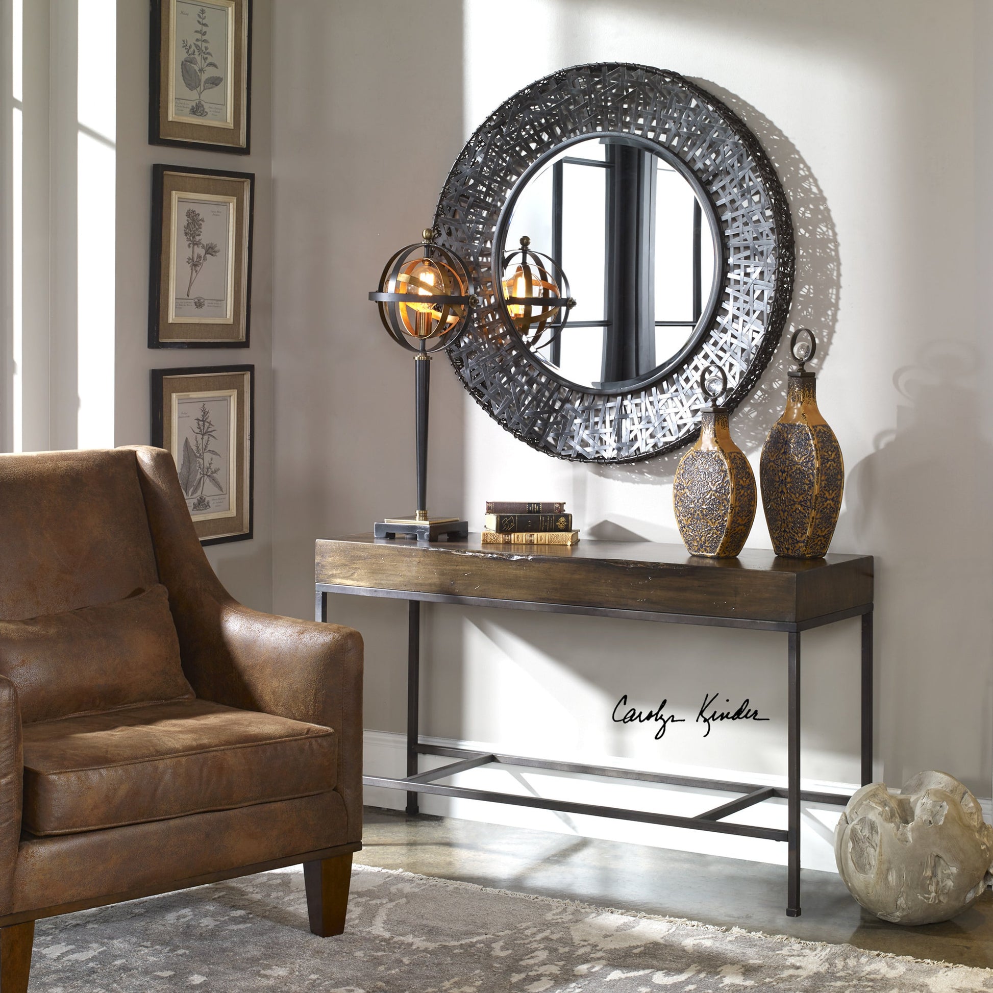 Alita Woven Metal Mirror by Uttermost in light. Made from glass, iron, mdf in a modern style.