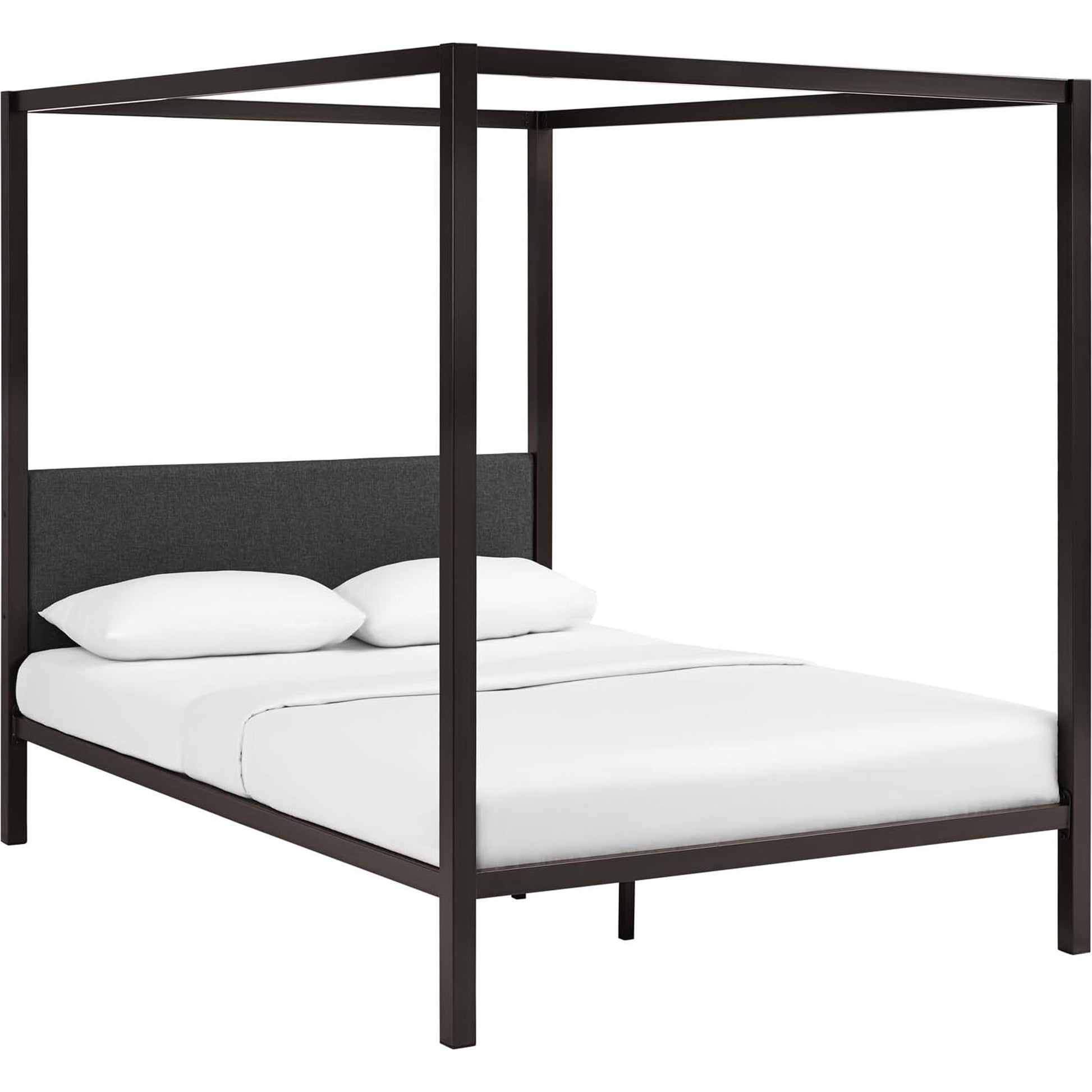 Hopedale Canopy Bed Frame by Evans & Londeen. Made from powder coated steel frame, inner size 60*81in(width is outer size ), bed weight capacity:1323 lbs in a modern style.