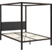 Hopedale Canopy Bed Frame by Evans & Londeen. Made from powder coated steel frame, inner size 60*81in(width is outer size ), bed weight capacity:1323 lbs in a modern style.
