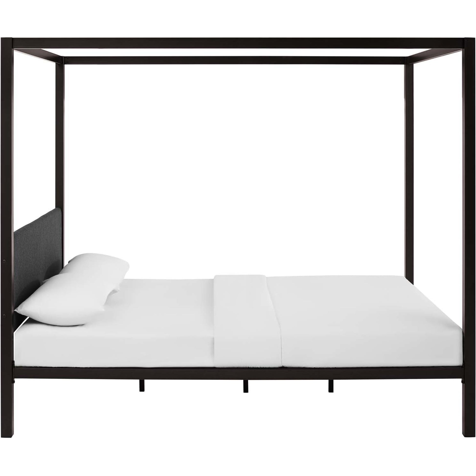 Hopedale Canopy Bed Frame by Evans & Londeen. Made from powder coated steel frame, inner size 60*81in(width is outer size ), bed weight capacity:1323 lbs in a modern style.