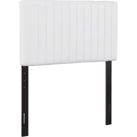 Oconto Headboard by Evans & Londeen in white. Made from faux leather in a unique style.