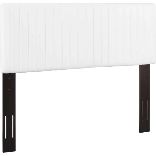 Oconto Headboard by Evans & Londeen in white. Made from faux leather in a unique style.