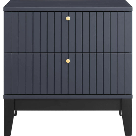 Day Nightstand by Evans & Londeen in blue. Made from mdf board, rubberwood in a modern style.