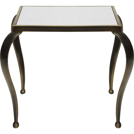 Moseley Side Table by Worlds Away in bronze. Made from metal, glass in a modern style.