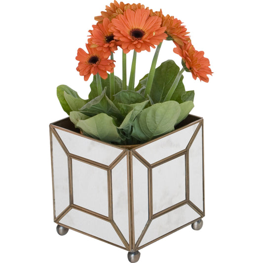 Antique Mirror Classic Planter by Worlds Away in mirror and mirror. Made from metal, glass in a transitional style.