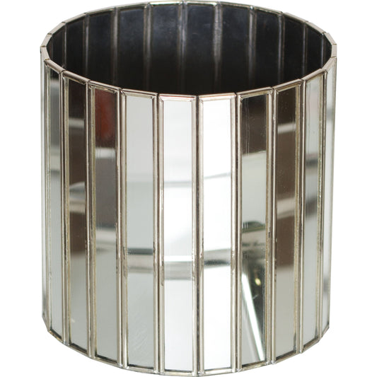 Antique Mirror Round Faceted Planter by Worlds Away in mirror and mirror. Made from metal, glass in a modern style.