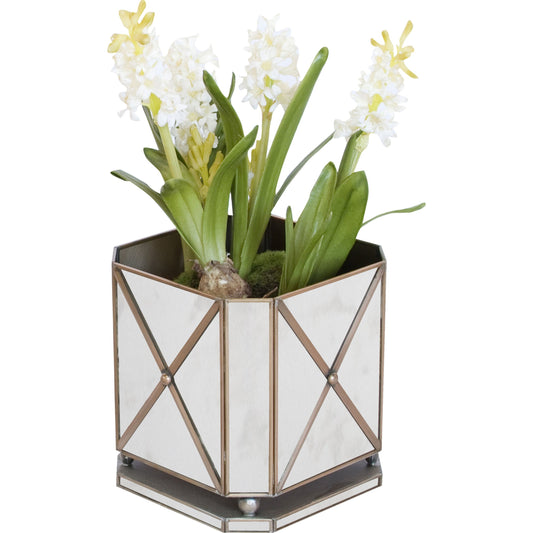 Antique Mirror Regency Planter by Worlds Away in mirror and mirror. Made from metal, glass in a modern style.