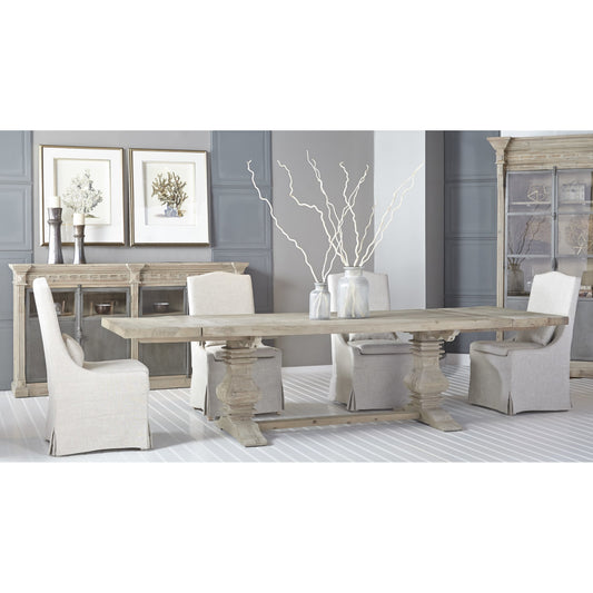 Monastery Dining Table by Essentials For Living in smoke gray pine. Made from reclaimed pine, reclaimed birch in a cottage & farmhouse style.