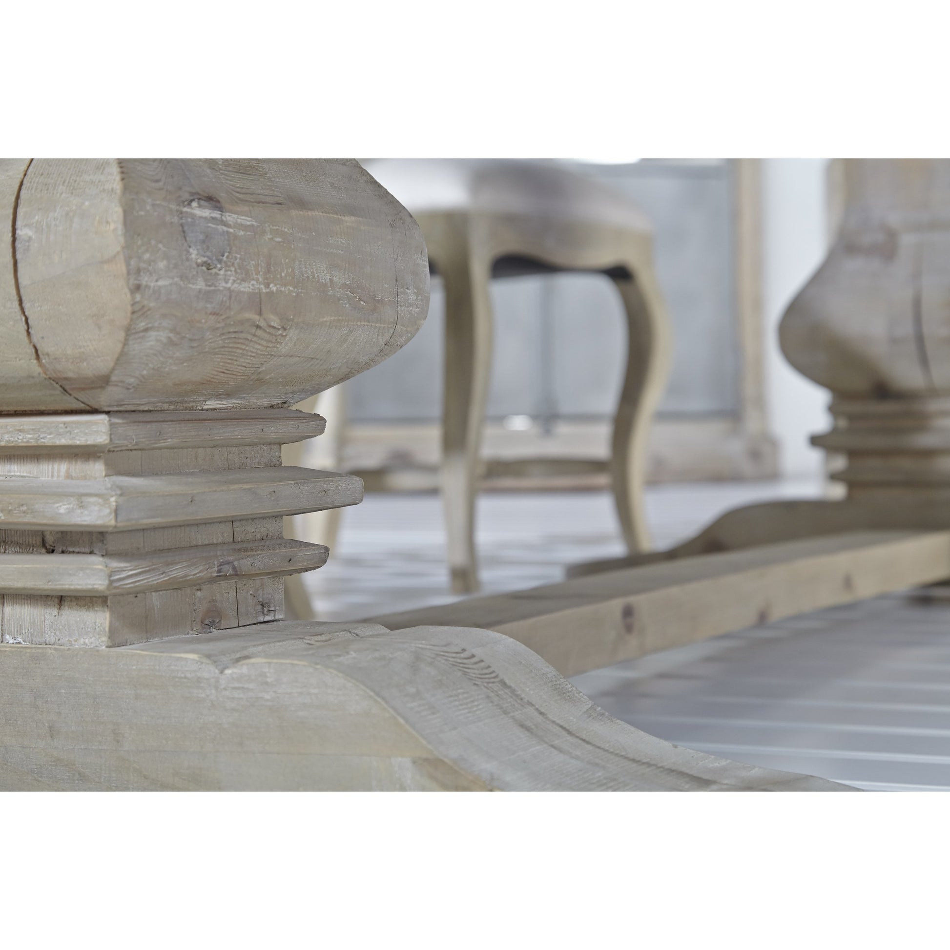 Monastery Dining Table by Essentials For Living in smoke gray pine. Made from reclaimed pine, reclaimed birch in a cottage & farmhouse style.