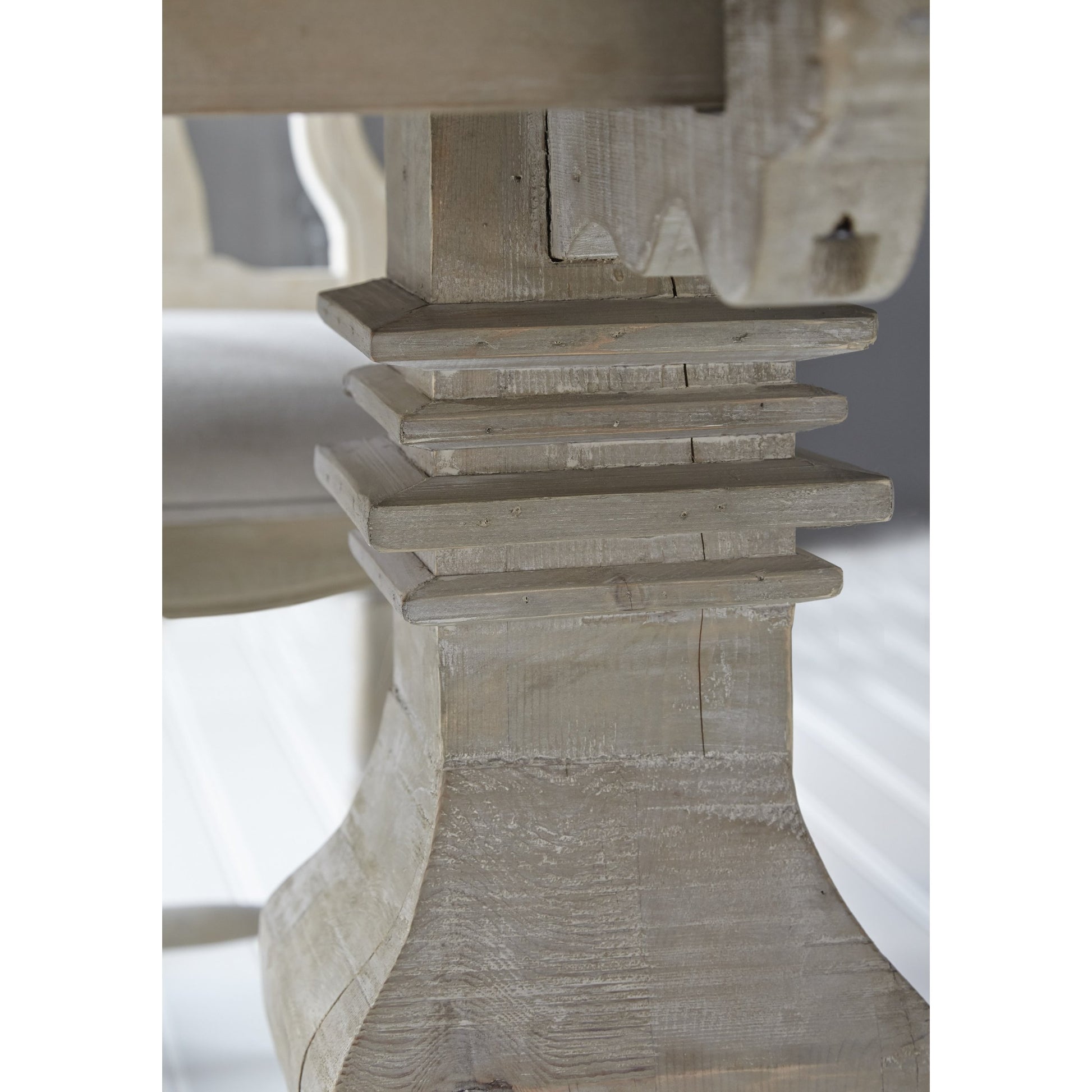 Monastery Dining Table by Essentials For Living in smoke gray pine. Made from reclaimed pine, reclaimed birch in a cottage & farmhouse style.
