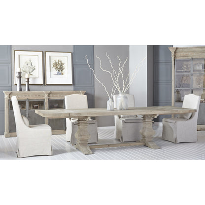 Monastery Dining Table by Essentials For Living in smoke gray pine. Made from reclaimed pine, reclaimed birch in a cottage & farmhouse style.