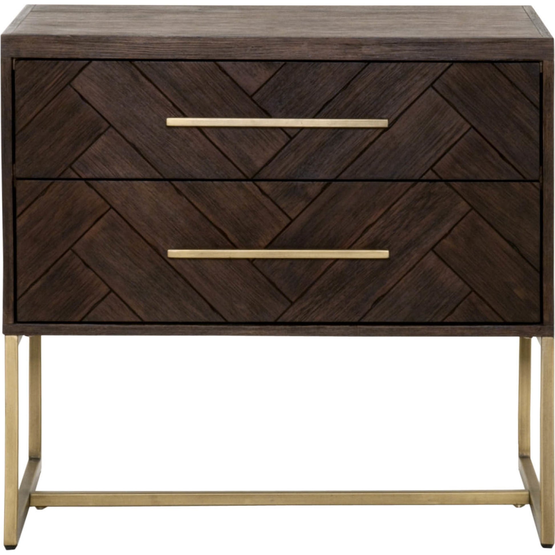 Mosaic Nightstand by Essentials For Living in natural gray, brushed stainless steel. Made from wood in a modern style.
