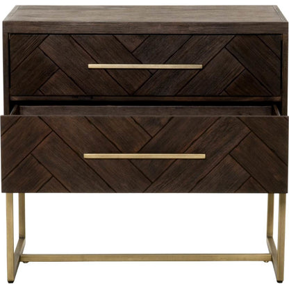 Mosaic Nightstand by Essentials For Living in natural gray, brushed stainless steel. Made from wood in a modern style.
