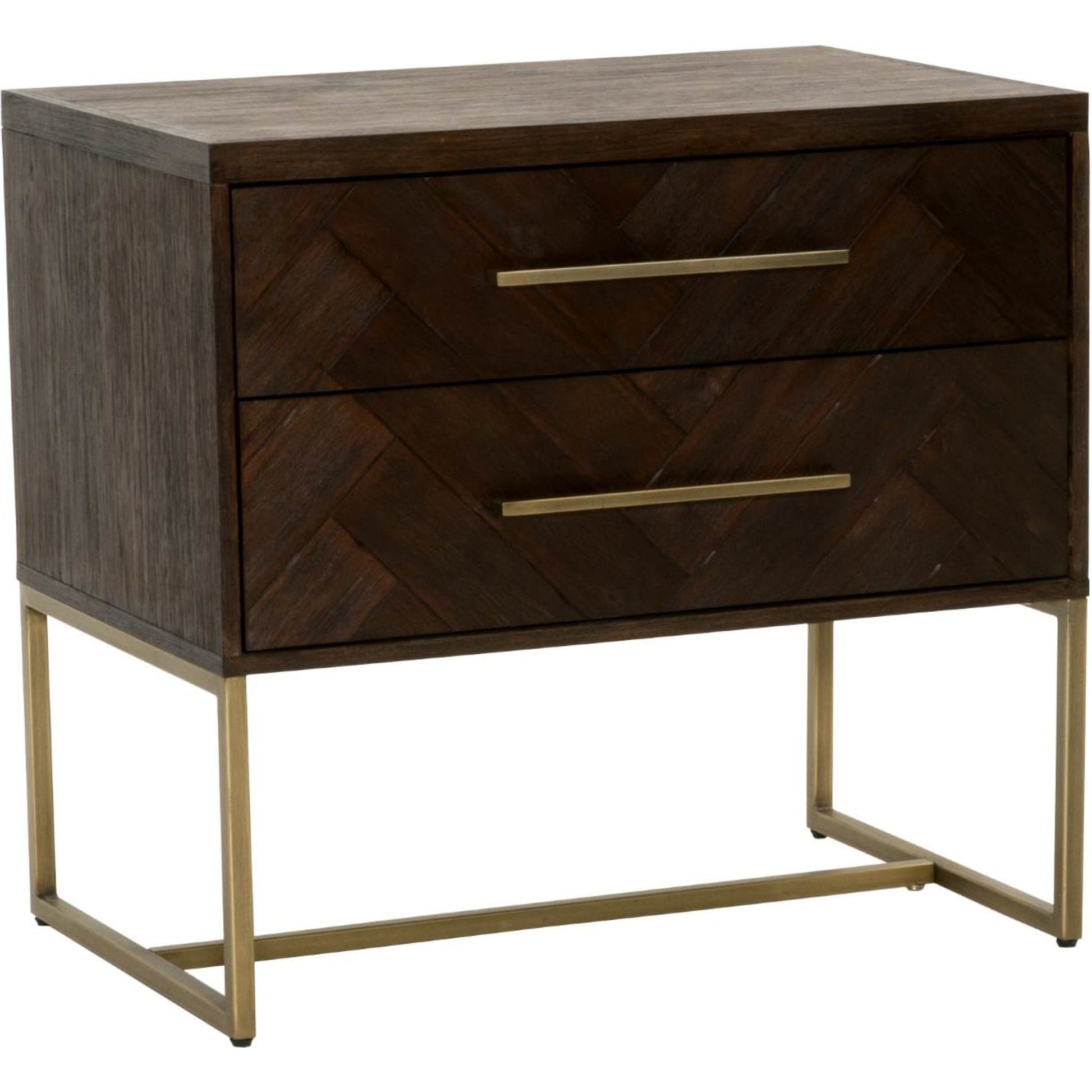 Mosaic Nightstand by Essentials For Living in natural gray, brushed stainless steel. Made from wood in a modern style.
