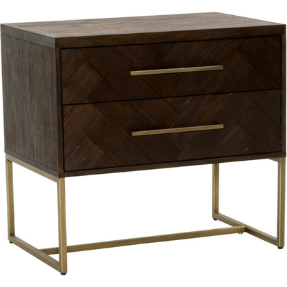 Mosaic Nightstand by Essentials For Living in natural gray, brushed stainless steel. Made from wood in a modern style.