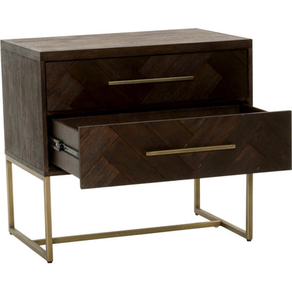 Mosaic Nightstand by Essentials For Living in natural gray, brushed stainless steel. Made from wood in a modern style.
