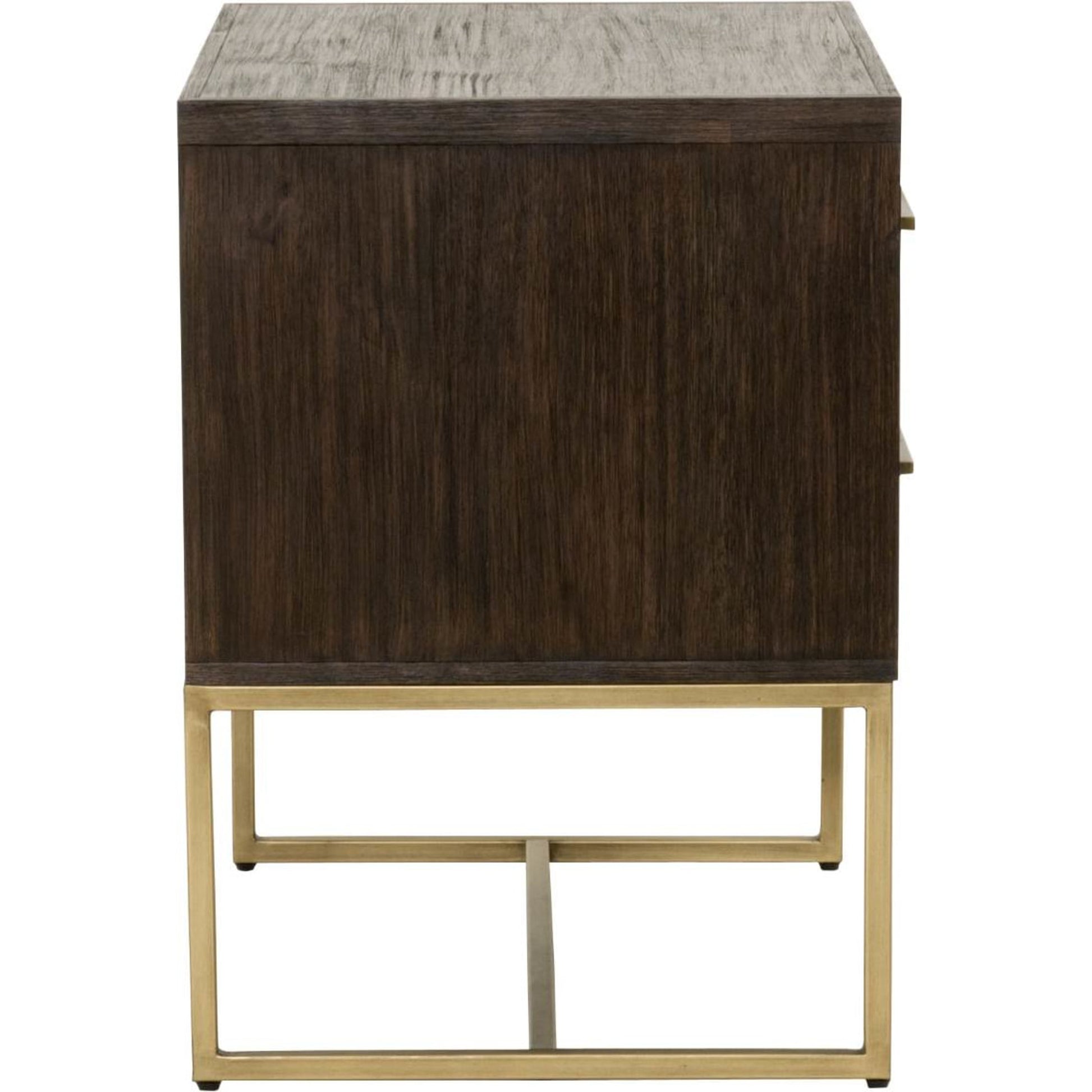 Mosaic Nightstand by Essentials For Living in natural gray, brushed stainless steel. Made from wood in a modern style.