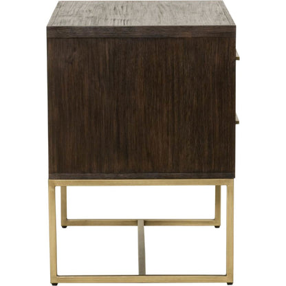 Mosaic Nightstand by Essentials For Living in natural gray, brushed stainless steel. Made from wood in a modern style.