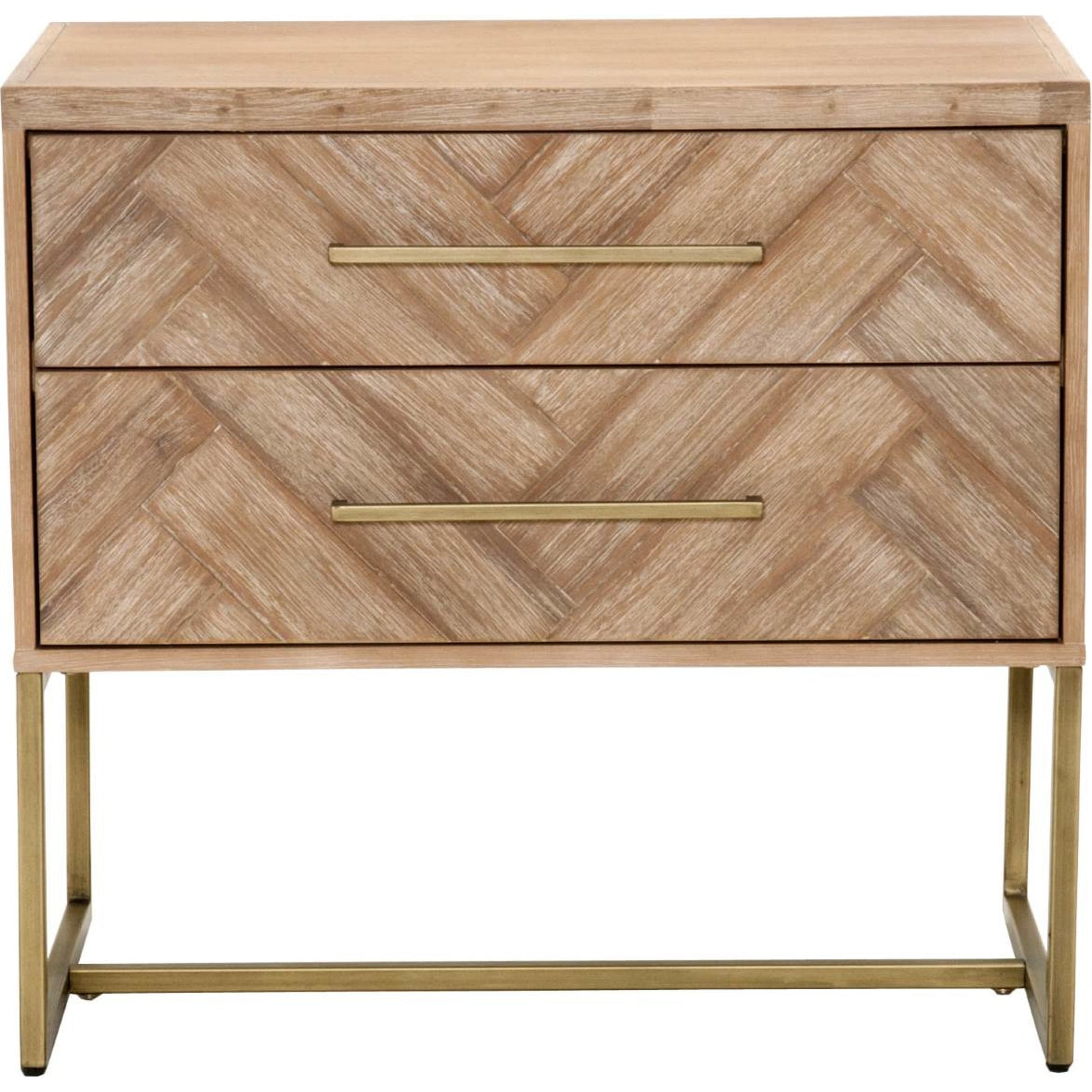 Mosaic Nightstand by Essentials For Living in natural gray, brushed stainless steel. Made from wood in a modern style.
