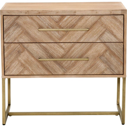 Mosaic Nightstand by Essentials For Living in natural gray, brushed stainless steel. Made from wood in a modern style.