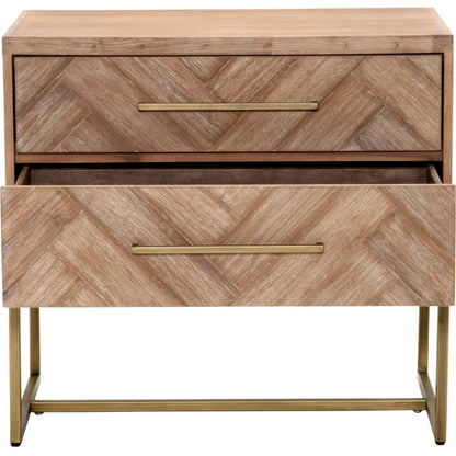 Mosaic Nightstand by Essentials For Living in natural gray, brushed stainless steel. Made from wood in a modern style.