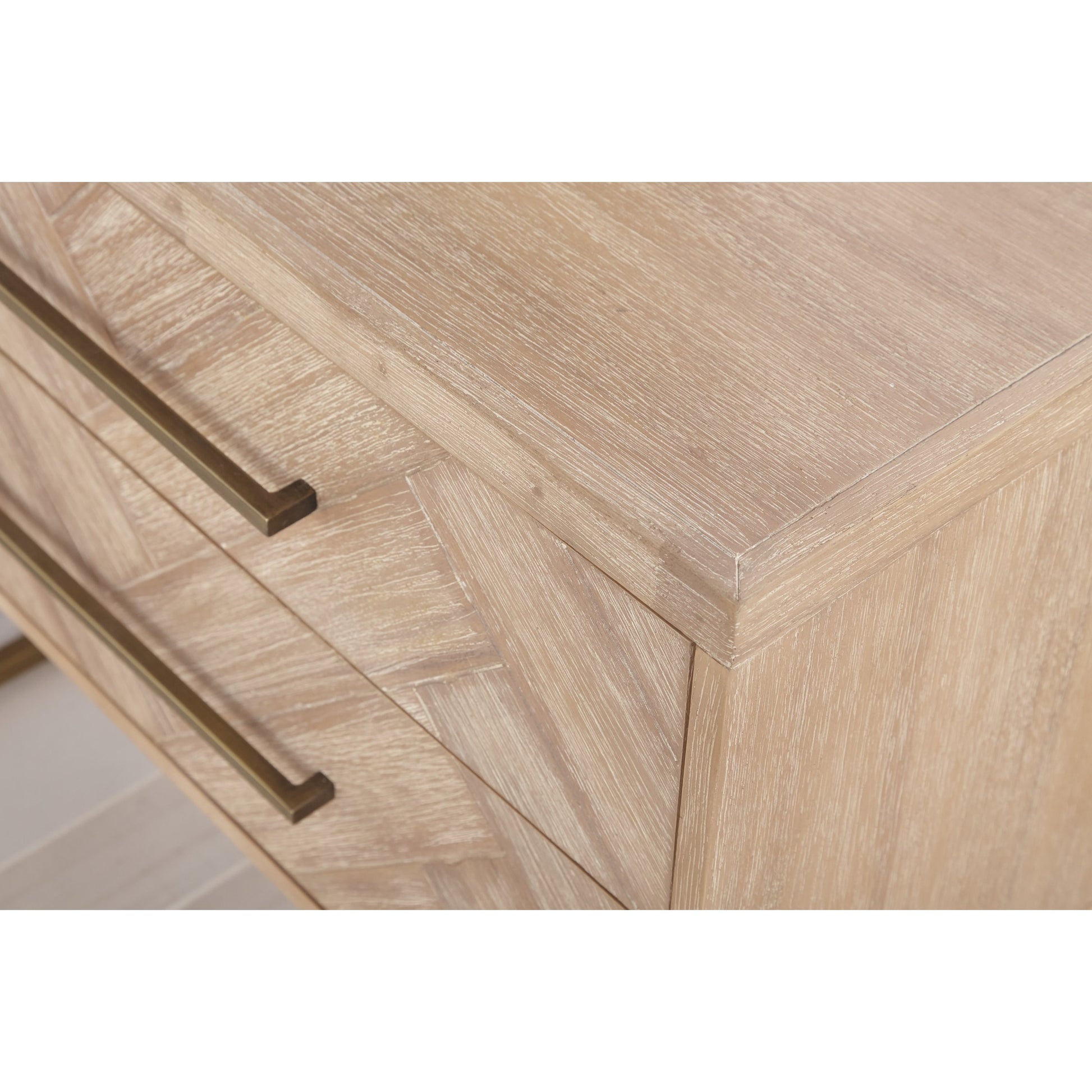 Mosaic Nightstand by Essentials For Living in natural gray, brushed stainless steel. Made from wood in a modern style.