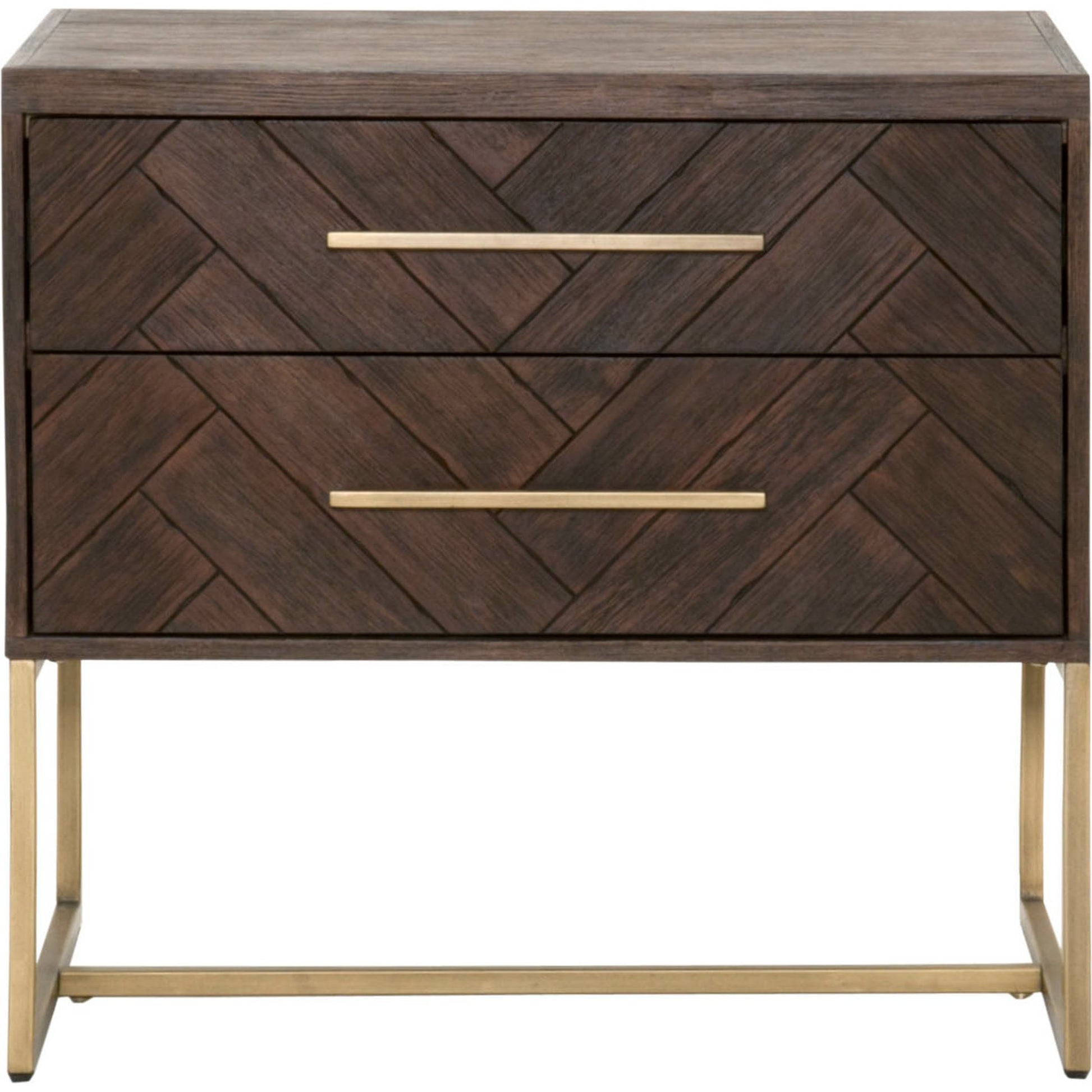 Mosaic Nightstand by Essentials For Living in natural gray, brushed stainless steel. Made from wood in a modern style.