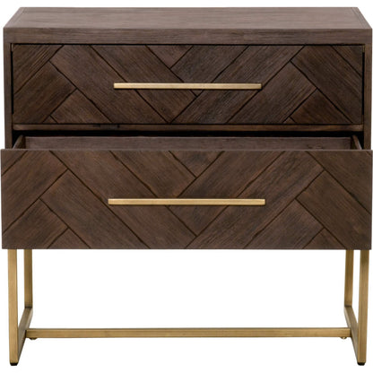 Mosaic Nightstand by Essentials For Living in natural gray, brushed stainless steel. Made from wood in a modern style.