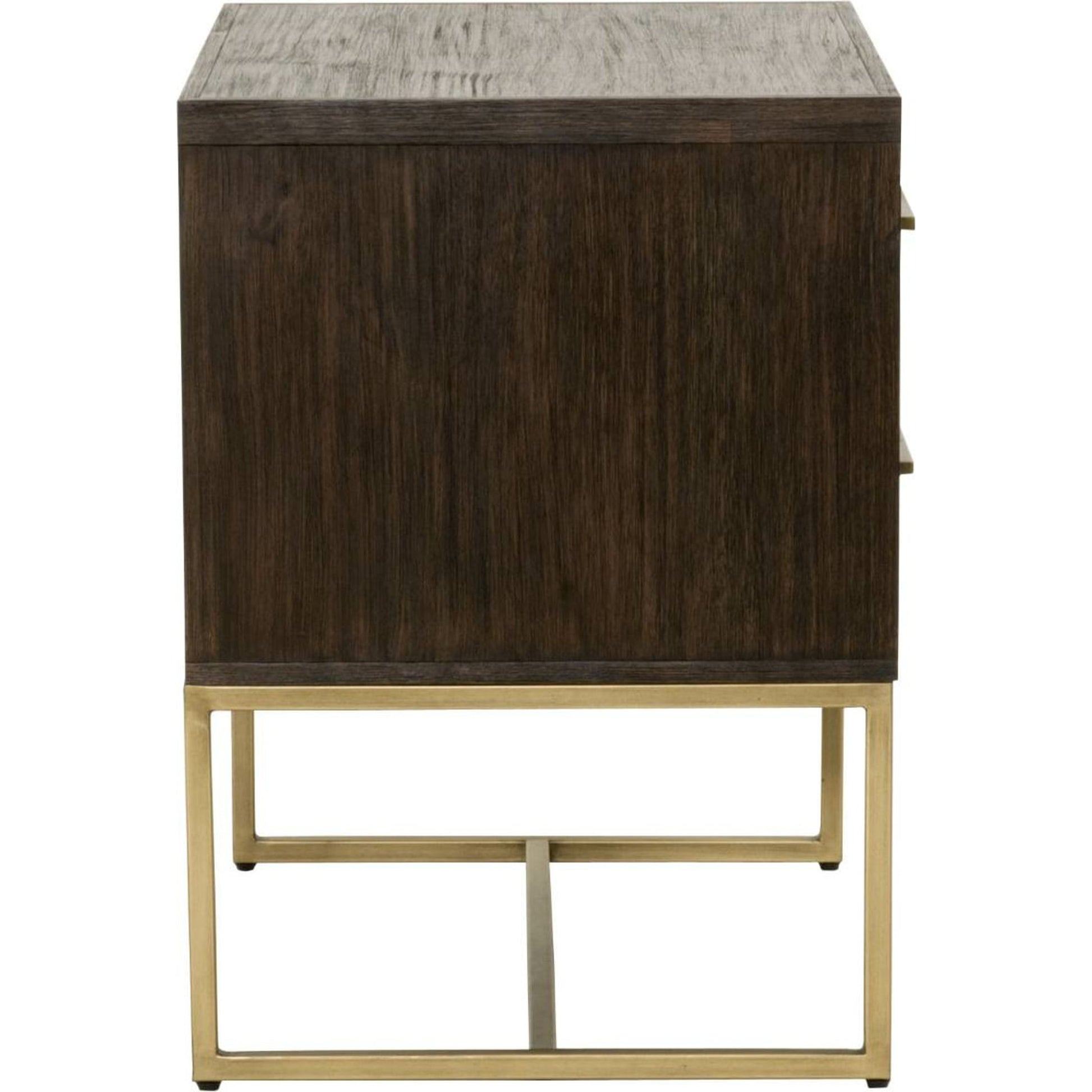 Mosaic Nightstand by Essentials For Living in natural gray, brushed stainless steel. Made from wood in a modern style.